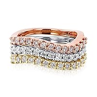 Kobelli Diamond Wavy Three-Piece Stackable Ring Set
