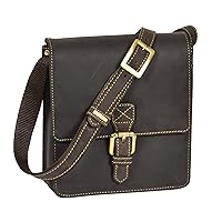 Mens Real Leather Small Pouch Cross Body Organiser Shoulder Bag HOL22 Brown