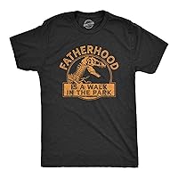 Mens Fatherhood is A Walk in The Park Tshirt Funny Fathers Day Dinosaur Movie Graphic Tee