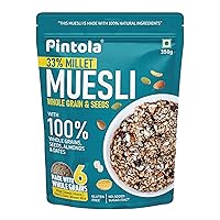 Pintola Wholegrain & Seeds Muesli with 33% Millet (400g), Nutricious Brakfast Cereal with 26% nuts, seeds and dates, No preservatives | Rich in dietary Fibre & Protein | Cholesterol Free | Gluten Free