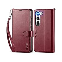 TUCCH Wallet Case for Galaxy S23, Lanyard [Wriststrap] Magnetic PU Leather Stand [RFID Blocking] Card Slot Flip Cover with TPU Inner Case Compatible with Galaxy S23 6.1-Inch, Wine Red with Wristlet