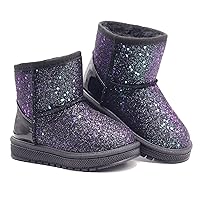 Girl's Boots Kids Glitter Snow Boots Durability Slip Resistant Outdoor Ankle Boots(Toddler/Little Kids)