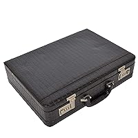 DR486 Croc Print Attache Large Briefcase Classic Faux Leather Bag Black