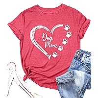 Dog Shirt for Women Dog Mom Tshirts Dog Lover Gifts Tee Shirt Causal Short Sleeve Blouse Tops Funny Saying