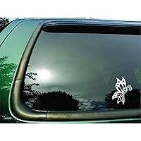 Butterfly Ribbon White Lung Cancer - Die Cut Vinyl Window Decal/sticker for Car or Truck 3.5