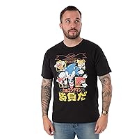 Sonic The Hedgehog Mens T-Shirt | Japanese Manga Comic Short Sleeve Black Graphic Tee for Adults | Gaming Gift for Him