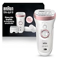 Braun Epilator Silk-épil 9 9-880, Facial Hair Removal for Women, Hair Removal Device, Wet & Dry, Facial Cleansing Brush, Women Shaver & Trimmer, Cordless, Rechargeable, Beauty Kit