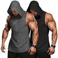 COOFANDY Men's 2 Pack Workout Hooded Tank Tops Bodybuilding Muscle Cut Off T Shirt Sleeveless Gym Hoodies