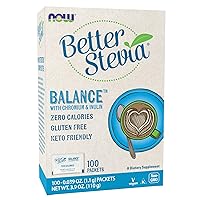 Foods BetterStevia Balance with Chromium and Inulin, Zero-Calorie Granulated Sweetener Packets, Keto Friendly, Suitable for Diabetics, No Erythritol, 100 Packets