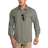 Men's UPF 50+ UV Sun Protection Shirt, Long Sleeve Hiking Fishing Shirt Cooling Quick Dry for Safari Travel