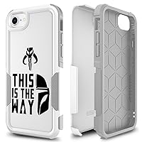 Case for iPhone SE 2022, Mandalorian Halmet Pattern Shock-Absorption Hard PC and Inner Silicone Hybrid Dual Layer Defender Case Protective Cover for iPhone 7/8 /SE 2020