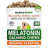 BARK&SPARK Advanced Calming Melatonin Treats for Dogs - Melatonin Sleep Aid - Anxiety Relief - Separation Aid - Stress Relief During Fireworks, Storms, Thunder - 60 ct Beef Liver