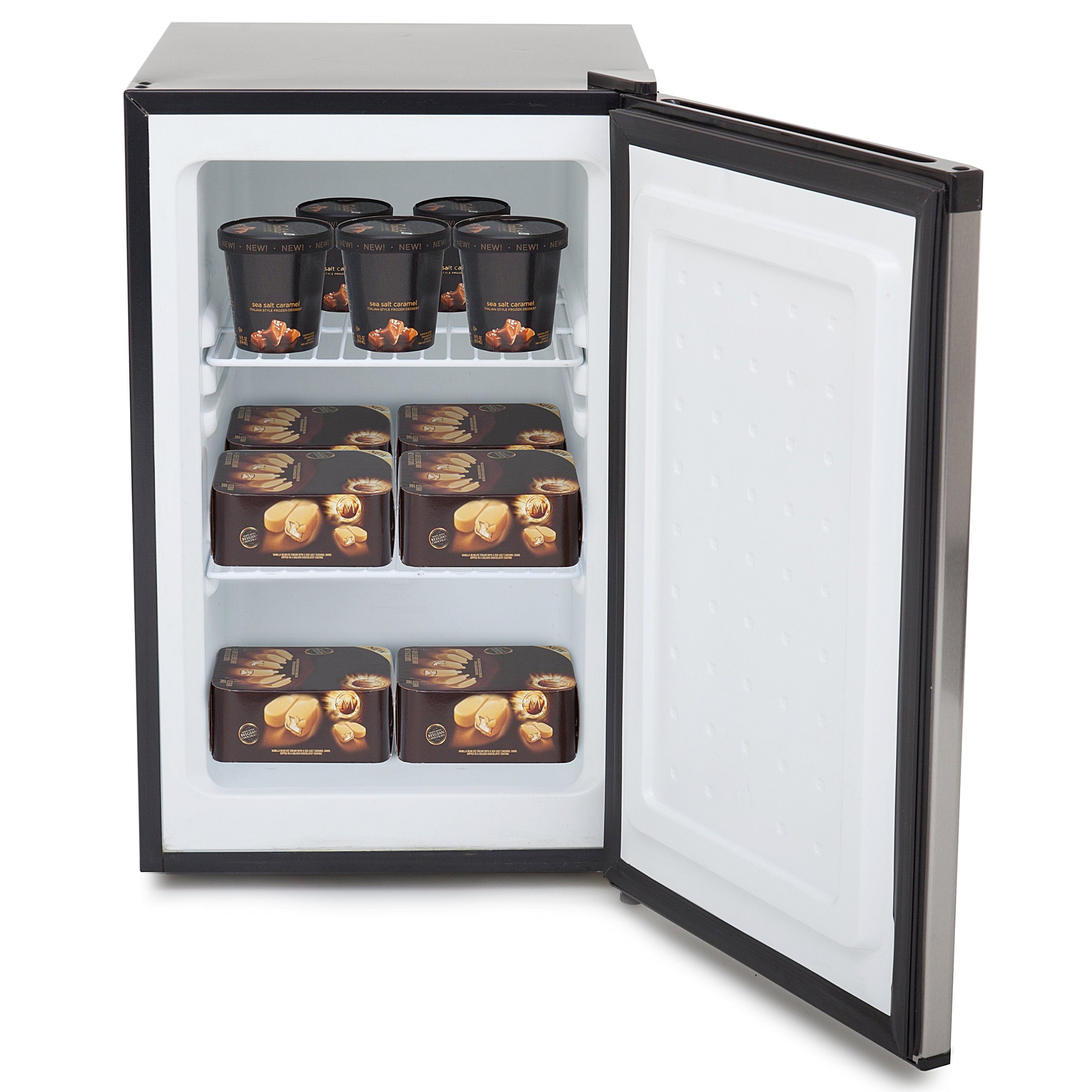 Whynter CUF-210SS Mini, 2.1 Cubic Foot Energy Star Rated Small Upright Freezer with Lock, Stainless Steel, Black