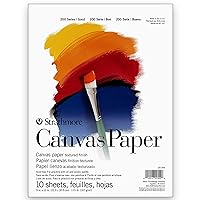 Strathmore 200 Series Canvas Paper, Tape Bound Pad, 9x12 inches, 10 Sheets (115lb/187g) - Artist Paper for Adults and Students - Oil Paint, Acrylic Paint, Mixed Media, Art Journaling