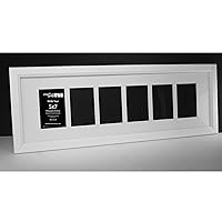 6 Opening Glass Face White Picture Frame to hold 5 by 7 inch Photographs including 10x36-inch White Mat Collage