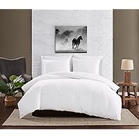 FRYE – Cotton Denim King 3 Piece Duvet and Sham Set – Fashionable Bedding Set – White