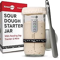 Sourdough Starter Jar With Date Marked Feeding Band, Thermometer, Sourdough Jar Scraper, Sourdough Container Sewn Cloth Cover & Metal Lid, Sourdough Starter Kit