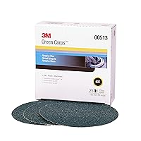 3M Green Corps Hookit Sanding Discs, 00513, No Hole, 6 in, 60+ Grade, Pack of 25 Production Discs, for Coating Removal, Metal Surfaces, Auto Sanding