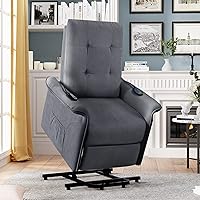 Power Lift Recliner Elderly-Adjustable Massage Function, Dark Grey Comfortable Living Room Chair