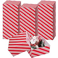 Zhanmai 15 Set Christmas Gift Boxes with Lids Candy Cane Gift Wrap Boxes Red White Striped Boxes Xmas Stacking Gift Boxes for Present Wrapping Gift Giving Storage Decorations Holiday Party Supplies