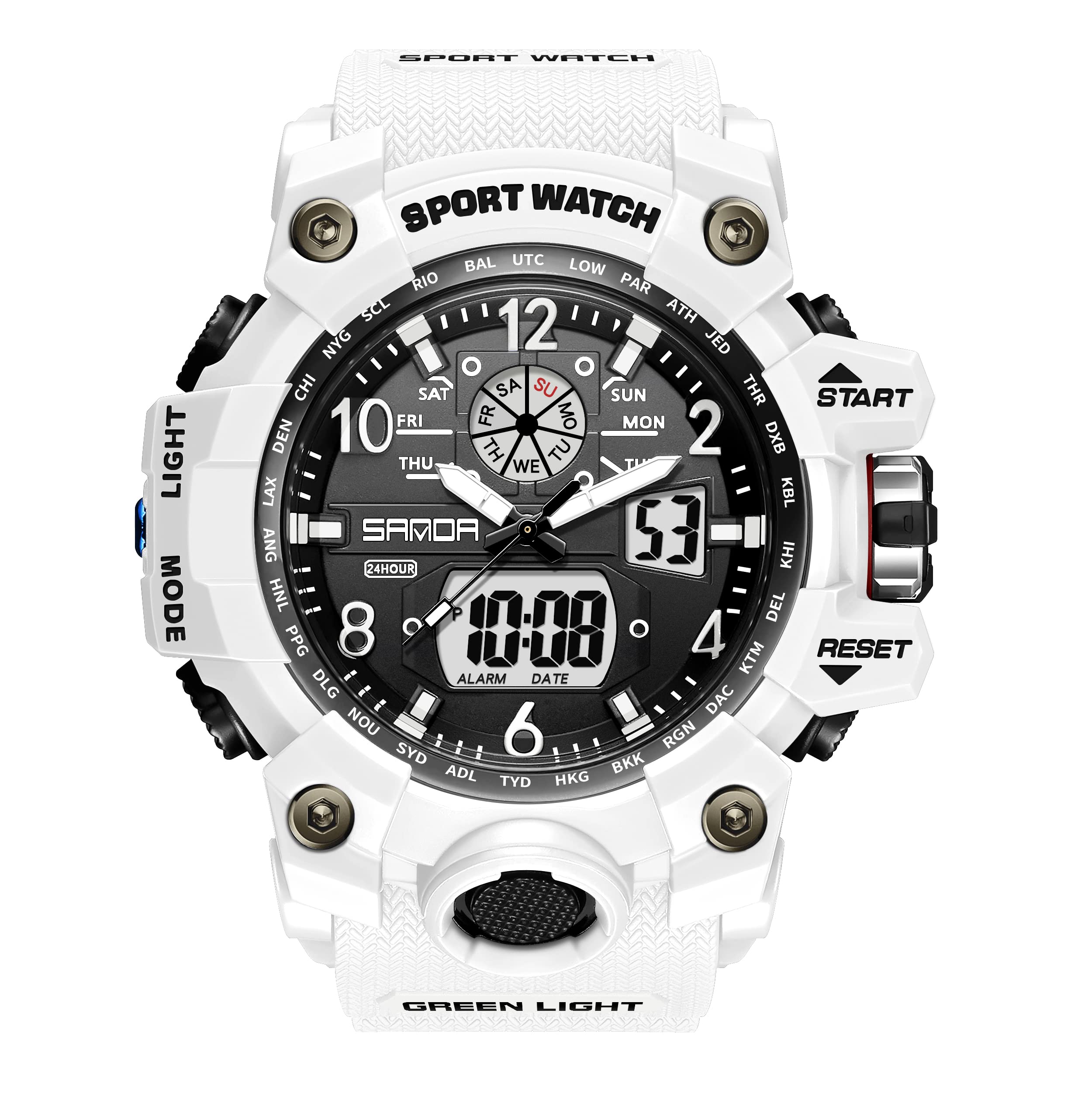 KXAITO Men's Watches Sports Outdoor Waterproof Military Wrist Watch Date Multi Function Tactics LED Alarm Stopwatch 3169