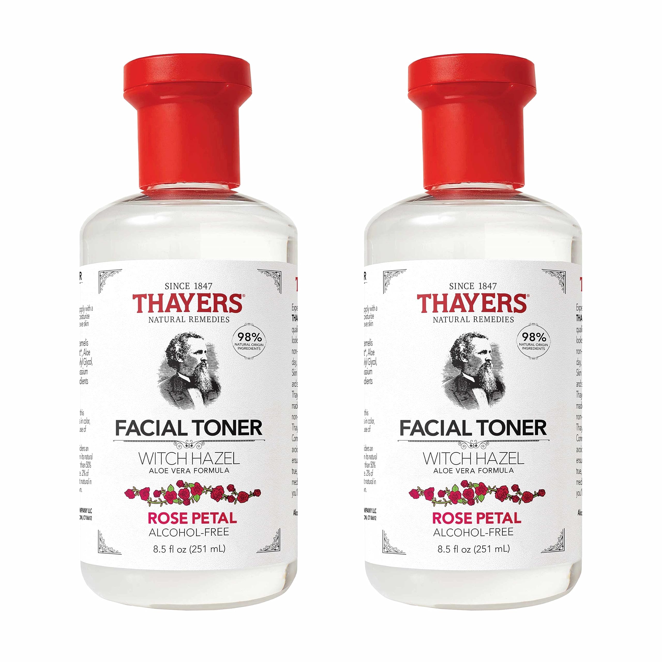 Thayers Alcohol-Free, Hydrating Rose Petal Witch Hazel Facial Toner with Aloe Vera Formula, 8.5 Oz (Pack of 2)