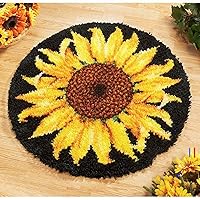 MIAOLLUN Latch Hook Rug Kit, Sunflower Pattern Printed Canvas DIY Rug Crochet Yarn Kits, Embroidery Decoration 20.4