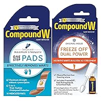 Compound W Dual Power 2-in-1 Wart Treatment Kit and One Step Pads (14 Count)