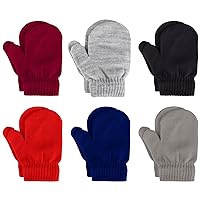 6 Pairs Toddler Mittens Winter Baby Mittens Gloves Kids Knitted Magic Mittens Bulk for Boys Girls