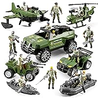 78-in-1 Army Men Boys Toys with Realistic Military Truck/Helicopter/Kayak Boat/Motorcycle/Army Men Action Figures and Weapon Gears, Army Toys Gift for Toddler Kids 4-7 8-12 Fun Birthday Party Favors