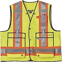 Men's Class 2 High Visibility Surveyor-Style Safety Vest - Lime