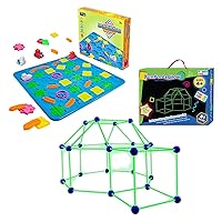 Power Your Fun Jumbo Maze Builder Track Set 46pc Logical Road Builder Puzzle Board Game and Fun Forts Glow Fort Building Kit -81 Pack Glow in The Dark STEM Building Toy Bundle