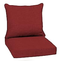 Arden Selections Outdoor Deep Seat Cushion Set, 22 x 24, Water Repellent, Fade Resistant 22 x 24, Ruby Red Leala