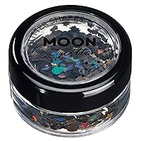 Holographic Glitter Shapes by Moon Glitter – 100% Cosmetic Glitter for Face, Body, Nails, Hair and Lips - 0.10oz - Black