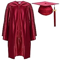 Unisex Shiny Kindergarten Graduation Gown Cap with Tassel (27, Maroon)