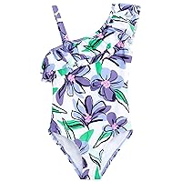 Kanu Surf Girls Morgan Floral Ruffle 1-Shoulder one Piece Swimsuit