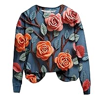 Women's Valentine Sweatshirts Fashion Valentine's Day Printed Long Sleeved Pullover Casual Sports Shirt, S-3XL