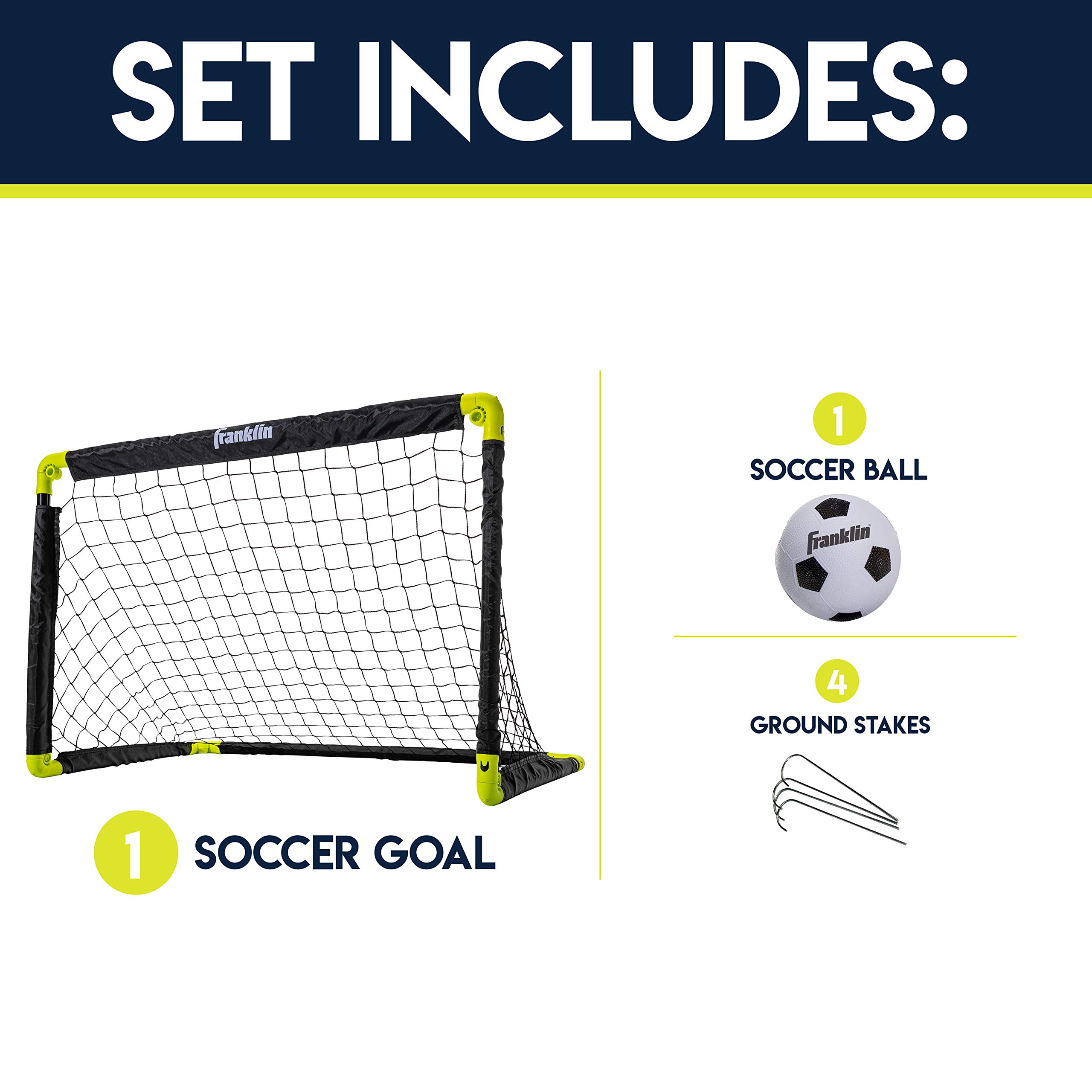 Franklin Sports Mini Soccer Goal Set - Backyard + Indoor Mini Net + Ball Set with Pump - Portable Folding Soccer Goal Set - 36