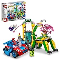 LEGO Marvel Spidey and His Amazing Friends Spider-Man at Doc Ock’s Lab 10783 Building Kit; Super-Hero Playset with Spider-Man, a Vehicle and 2 Other Minifigures; Gift for Kids Aged 4+ (131 Pieces)