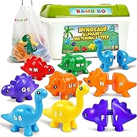Dinosaur Alphabet Learning Toys - 52pcs in Storage Box | 26 Double Sided Dino Matching Toys | Matching Dinosaur Toys for Toddlers | Kindergarten Toys | Preschool Classroom Toddler Dinosaur Toy