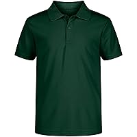 IZOD Boys' School Uniform Short Sleeve Polo Shirt, Button Closure, Moisture Wicking Performance Material