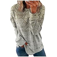 Trending Clothes for Women 2023 Drop Shoulder Crew Neck Shirt Long Sleeve Print Sweatshirt Casual Trendy Blouse
