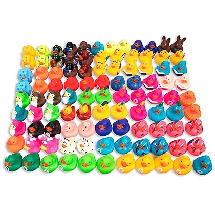 100-Pack Assorted Rubber Ducks Baby Bath Toys I Baby Shower Mini Rubber Ducks In Bulk I Baby Pool Jeep Ducks for Toddler Party Favors I Kid Infant Bathtub Toys Rubber Duckies I Baby pool Birthday Gift