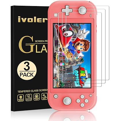 ivoler [3 Pack] Screen Protector Tempered Glass for Nintendo Switch Lite, Transparent HD,High Definition,Clear Anti-Scratch with Anti-Fingerprint Bubble-Free Fit Switch Lite 2019