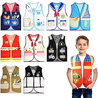 Geyoga 10 Pcs Kids Community Helper Dress Up Vest Career Cosplay Cloth Toddlers Occupation Pretend Play Costume