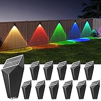JACKYLED 2024 New Solar Fence Lights, 50 Lumens Bright Fence Lights Solar Powered Deck Lights, Outdoor Waterproof LED Fence Lights for Outside Deck Patio Railing Wall (12 Pack)