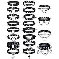Punk Collar Choker Vintage Punk Goth Studded Rivet Pu Leather Choker  Necklace Adjustable For Women And Men Black 3pcs