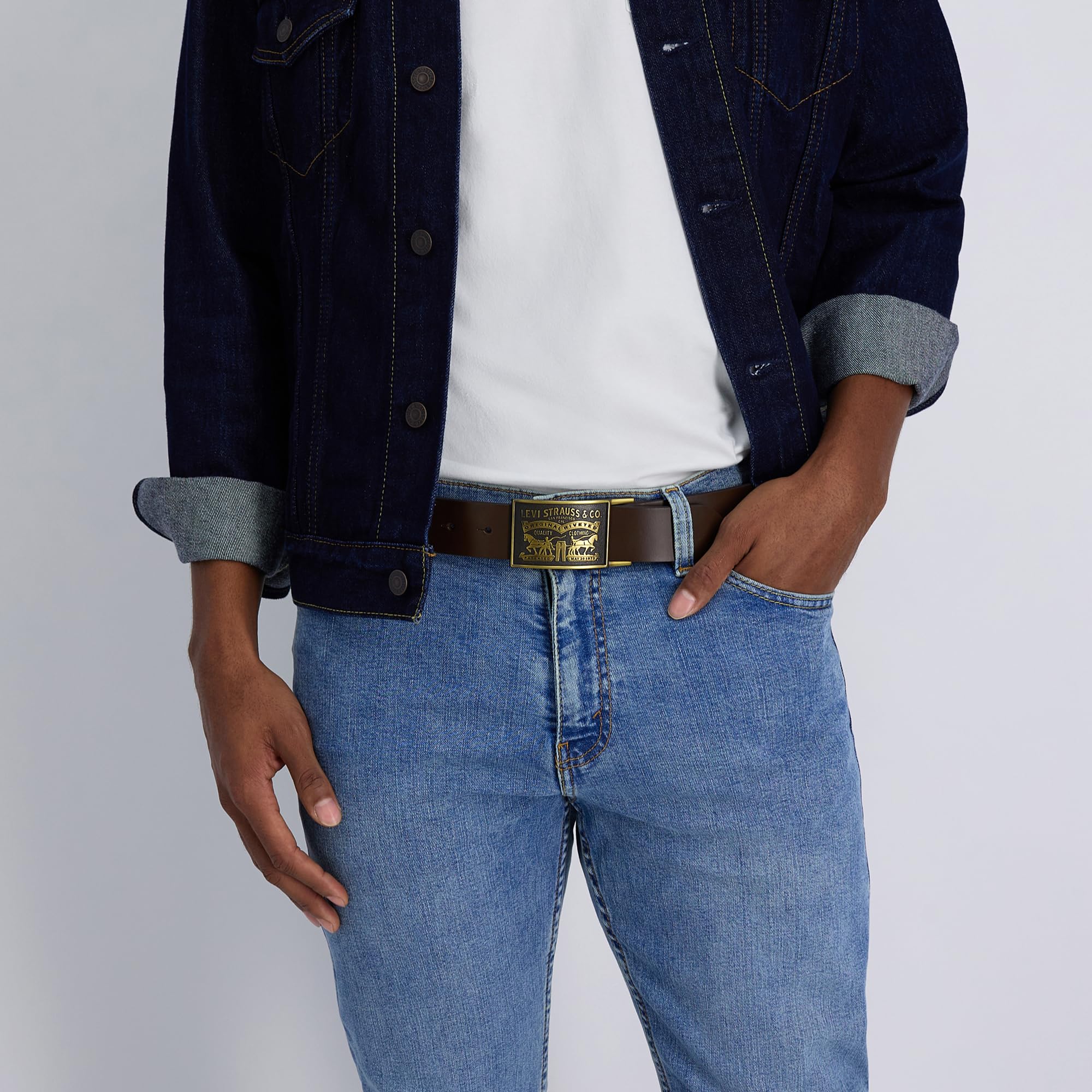 Levi's Men's Everyday Jean Belt with Removable Plaque Buckle