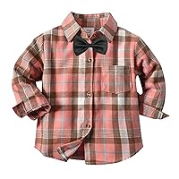 Kid Boy Undershirt Toddler Boys Long Sleeve Winter Autumn Bow Tie Shirt Tops Coat Outwear for 5t Boys Button up