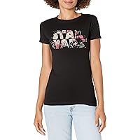 Star Wars Women's Logo Antique Floral Flower Crew Neck Graphic T-Shirt, black, L